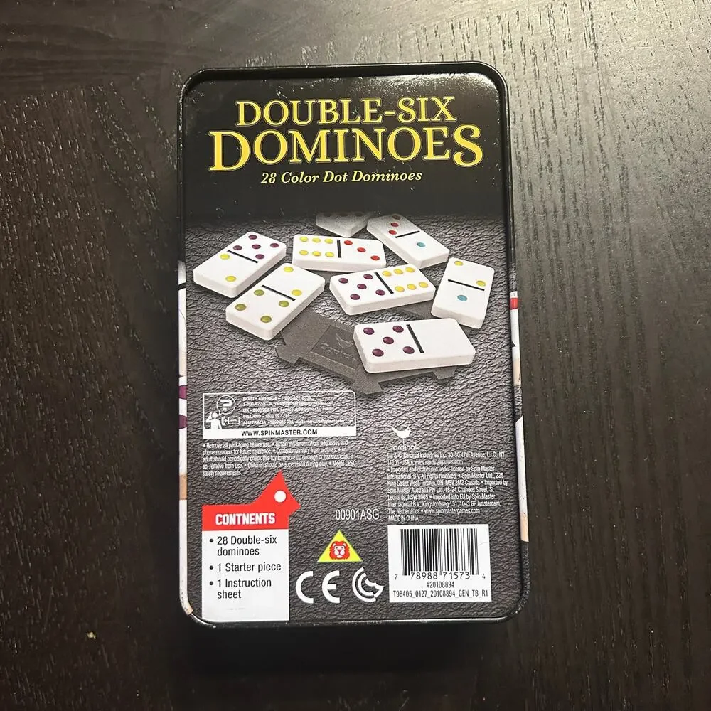 Double-Six Dominoes 1 Set in Tin Metal Box - 2 Missing